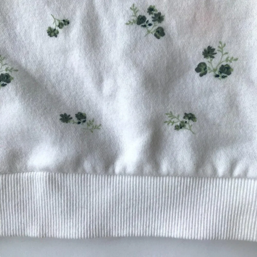7 For All Mankind Sweatshirt Top Baby 12M Month White Floral Button Keyh…